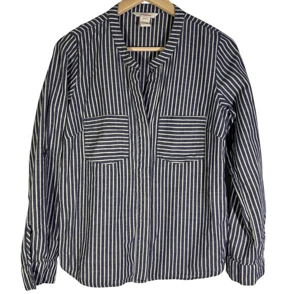 Sundance Women's  Size XS Tab Collar Button Up Blue Long Sleeve Shirt - Picture 1 of 3